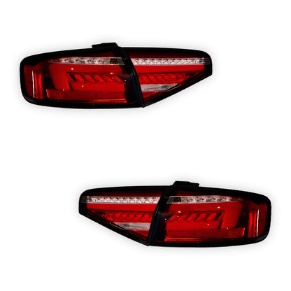Audi A4 B8 (2012 - 2015) For models with stock LED tail lights only Clear Red Sequential 3D LED Stripe Tail Lights LH + RH