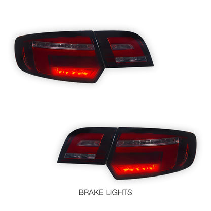 Audi S3 8P (2009 - 2013) Smoke Red Sequential Full 3D LED Stripe Tail Lights LH + RH