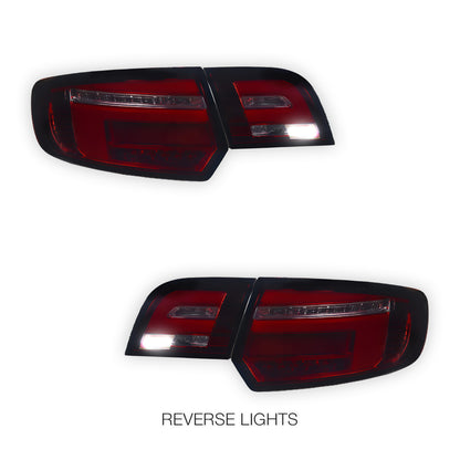 Audi S3 8P (2009 - 2013) Smoke Red Sequential Full 3D LED Stripe Tail Lights LH + RH