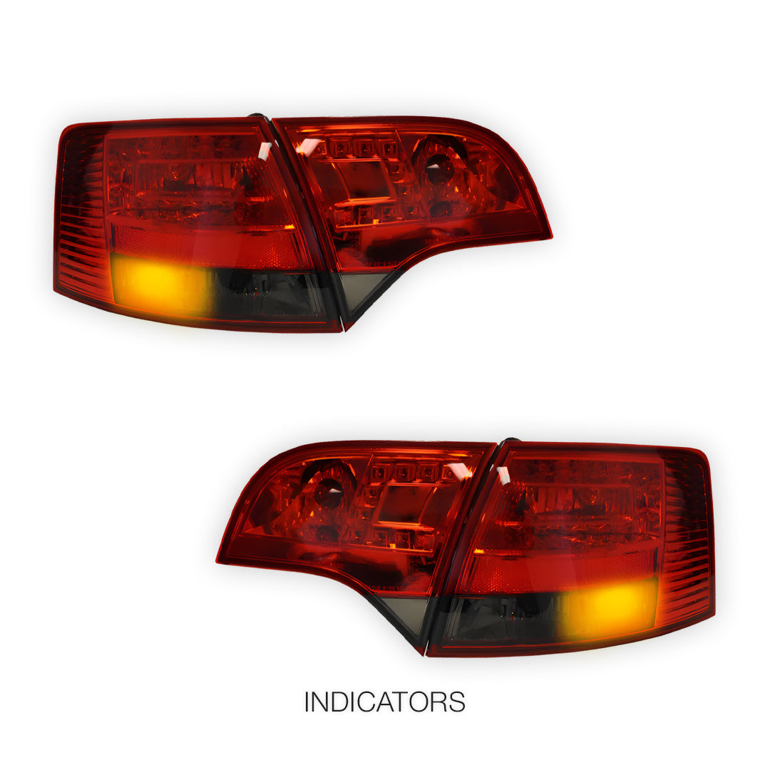 Audi S4 B7 (2005 - 2008) Clear Red LED Tail Lights LH + RH