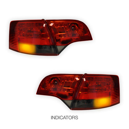 Audi S4 B7 (2005 - 2008) Clear Red LED Tail Lights LH + RH