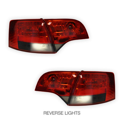 Audi S4 B7 (2005 - 2008) Clear Red LED Tail Lights LH + RH