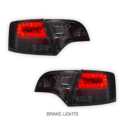 Audi S4 B7 (2005 - 2008) Clear Red LED Tail Lights LH + RH