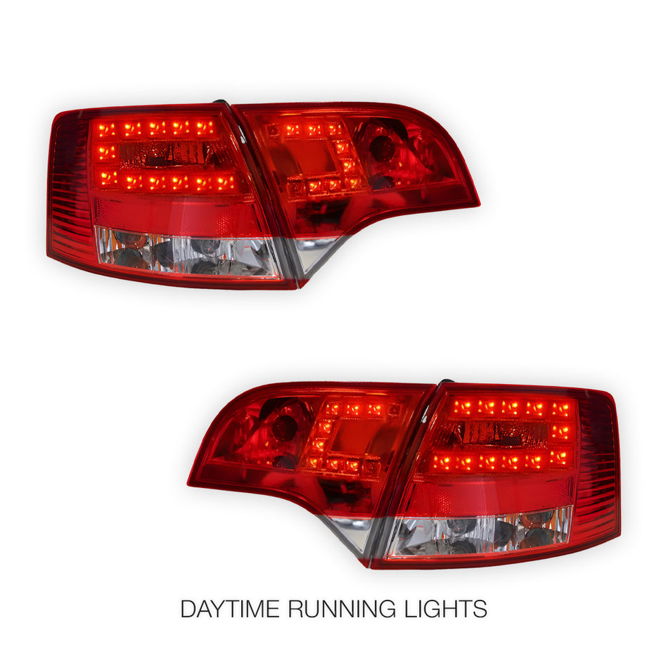 Audi S4 B7 (2005 - 2008) Clear Red LED Tail Lights LH + RH