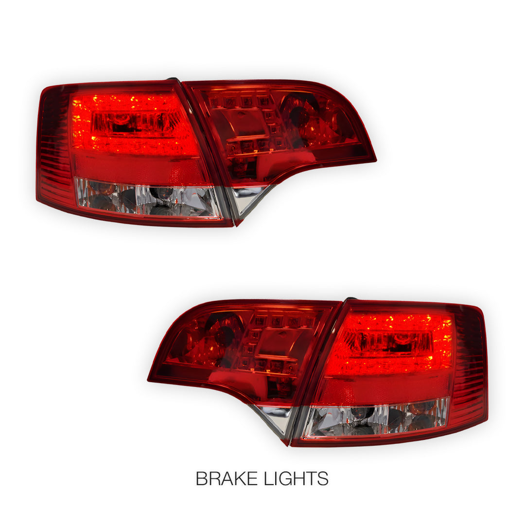 Audi S4 B7 (2005 - 2008) Clear Red LED Tail Lights LH + RH