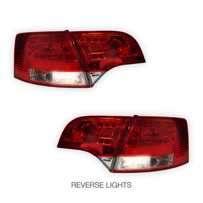 Audi S4 B7 (2005 - 2008) Clear Red LED Tail Lights LH + RH