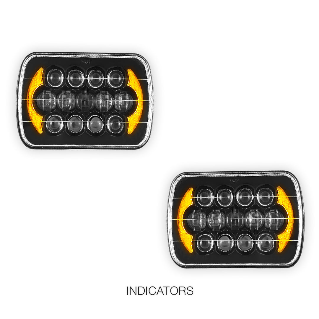 Jeep Wrangler YJ (1987 - 1995) LED Headlights Halo DRL  LH + RH