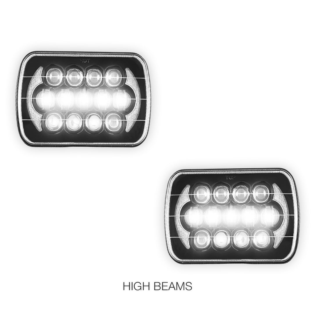 Jeep Wrangler YJ (1987 - 1995) LED Headlights Halo DRL  LH + RH