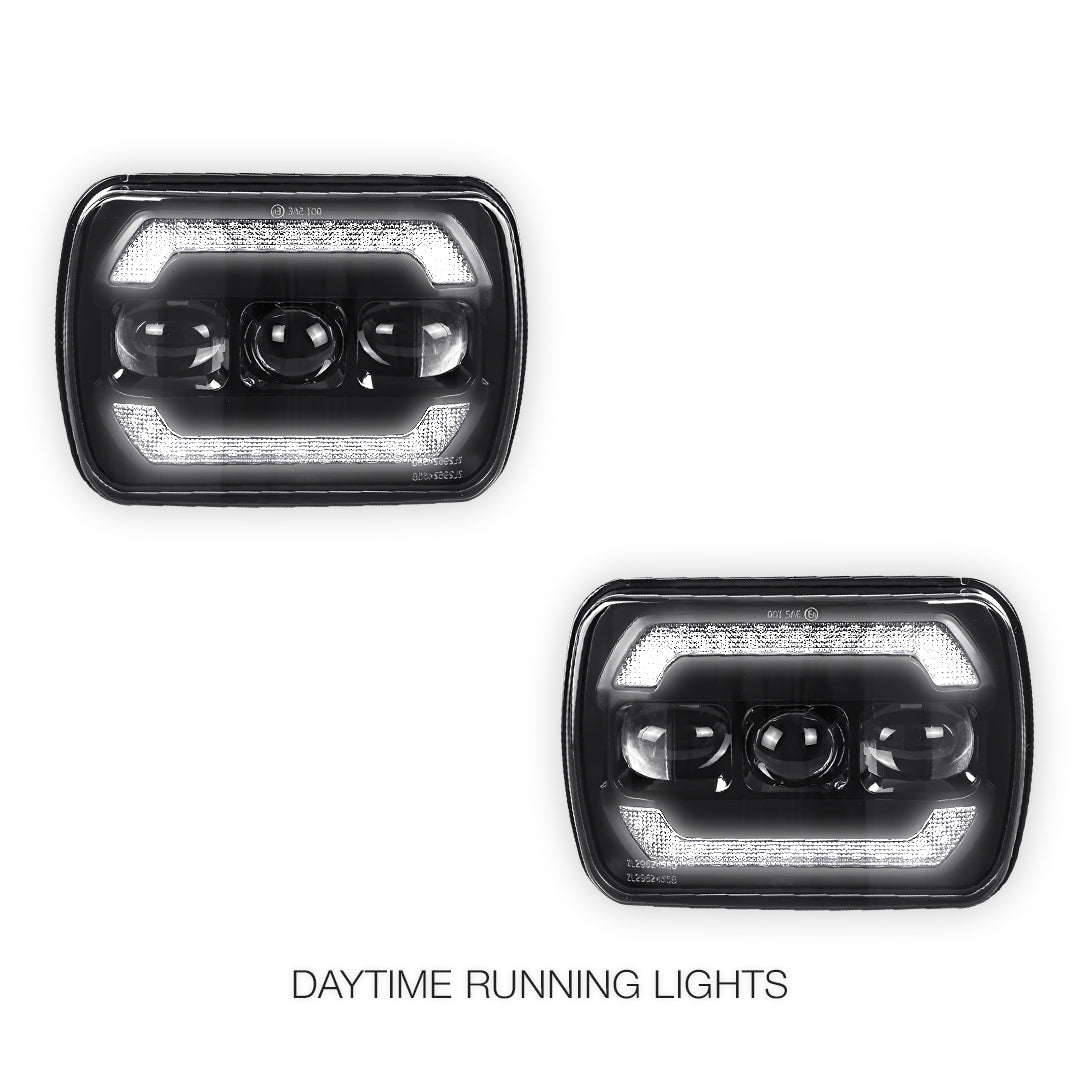 Jeep Wrangler YJ (1987 - 1995) LED Headlights Halo DRL  LH + RH