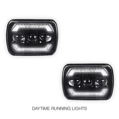 Jeep Wrangler YJ (1987 - 1995) LED Headlights Halo DRL  LH + RH