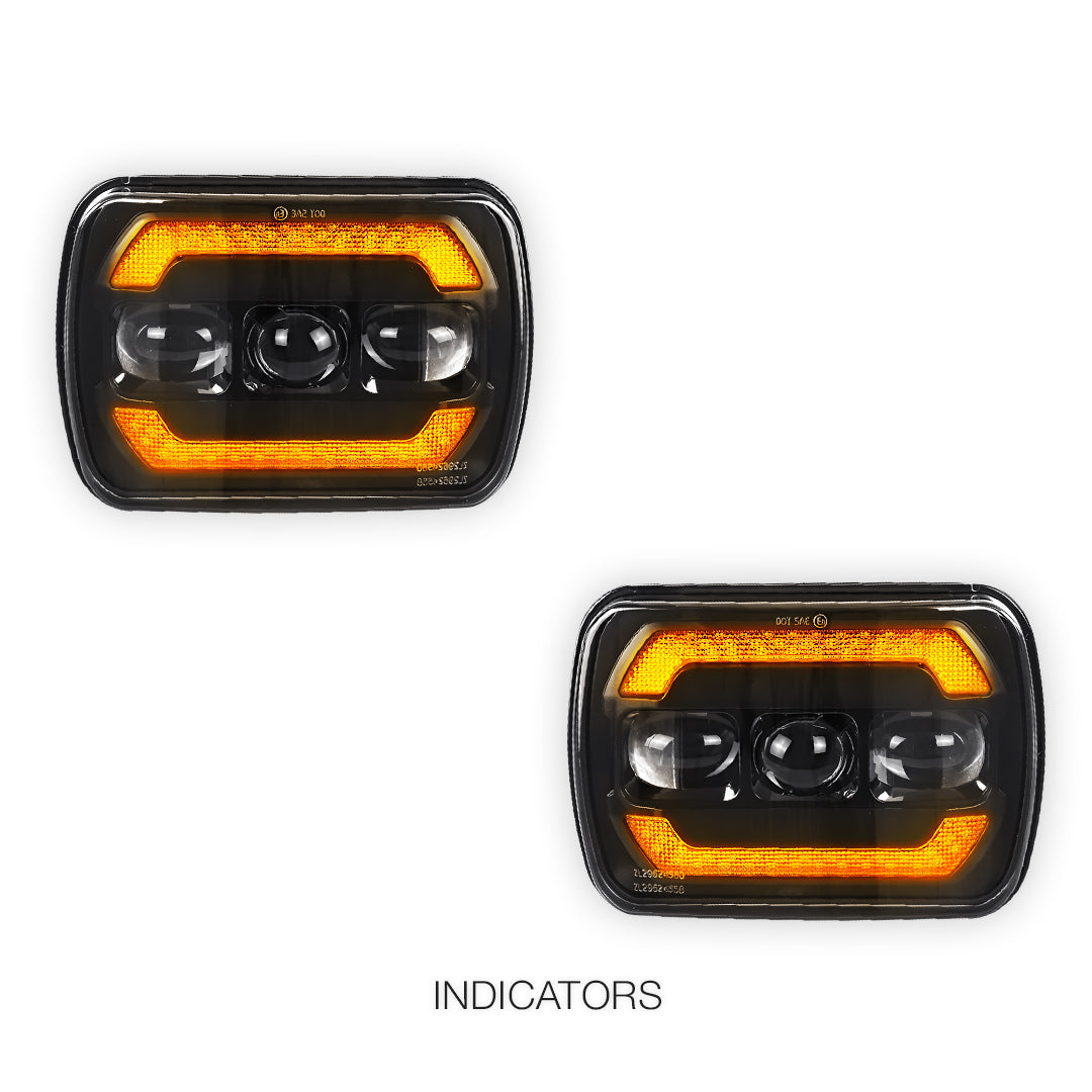 Jeep Wrangler YJ (1987 - 1995) LED Headlights Halo DRL  LH + RH