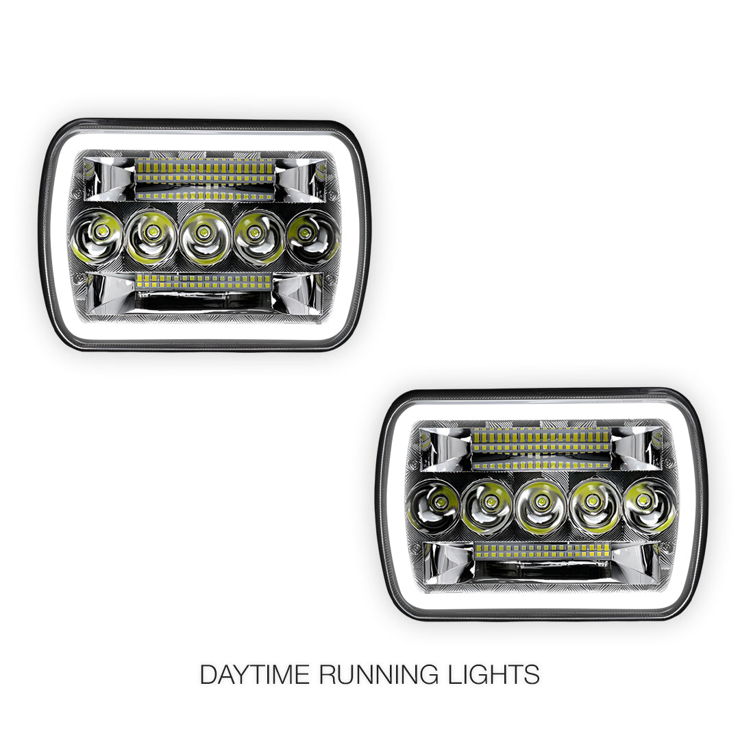 Jeep Wrangler YJ (1987 - 1995) LED Headlights Halo DRL  LH + RH