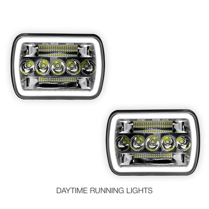 Jeep Wrangler YJ (1987 - 1995) LED Headlights Halo DRL  LH + RH