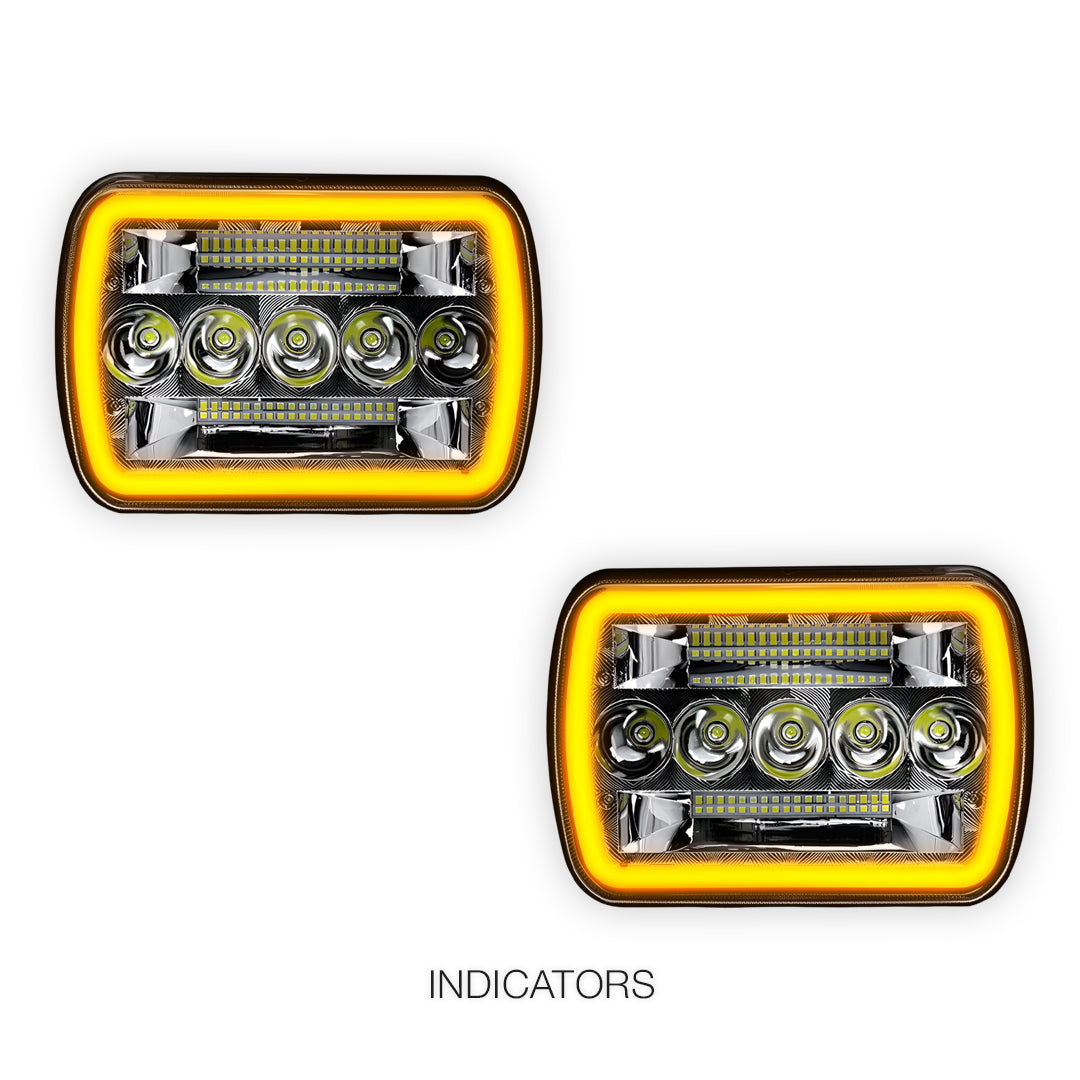 Jeep Wrangler YJ (1987 - 1995) LED Headlights Halo DRL  LH + RH