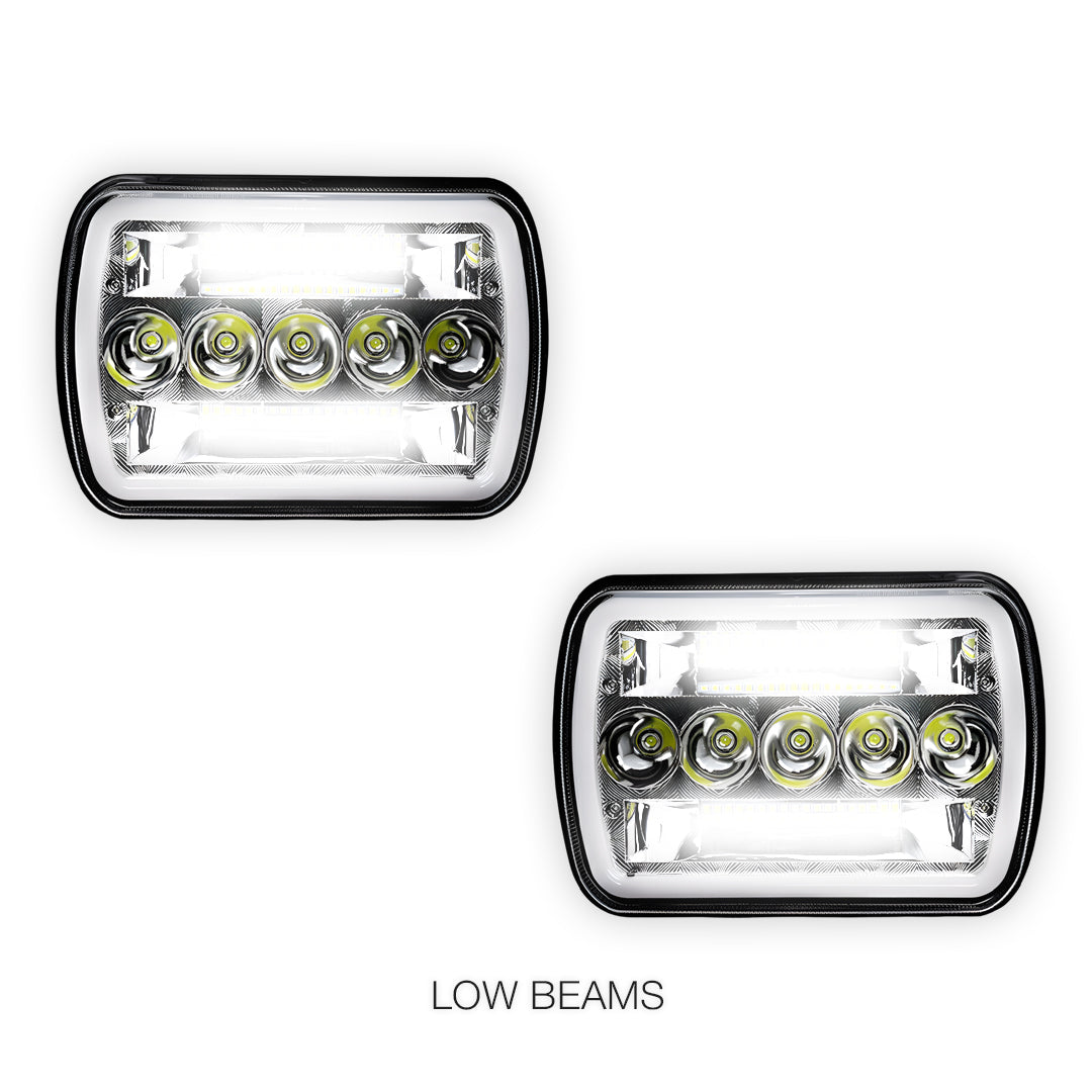 Jeep Wrangler YJ (1987 - 1995) LED Headlights Halo DRL  LH + RH