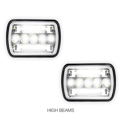 Jeep Wrangler YJ (1987 - 1995) LED Headlights Halo DRL  LH + RH