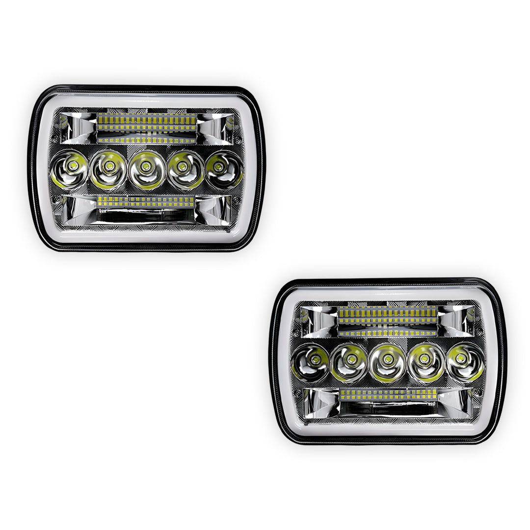 Jeep Wrangler YJ (1987 - 1995) LED Headlights Halo DRL  LH + RH