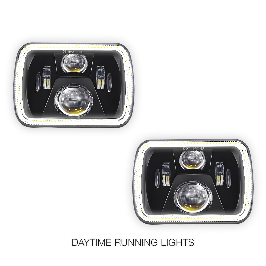 Jeep Wrangler YJ (1987 - 1995) LED Headlights Halo DRL  LH + RH