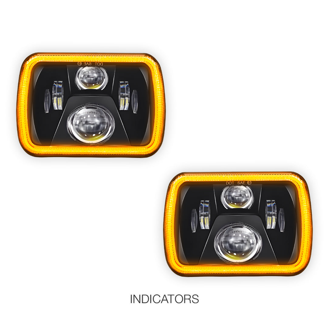 Jeep Wrangler YJ (1987 - 1995) LED Headlights Halo DRL  LH + RH