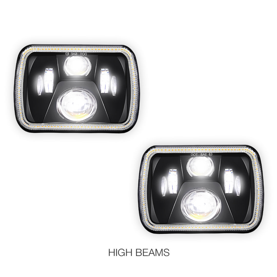 Jeep Wrangler YJ (1987 - 1995) LED Headlights Halo DRL  LH + RH