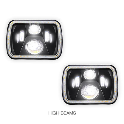 Jeep Wrangler YJ (1987 - 1995) LED Headlights Halo DRL  LH + RH