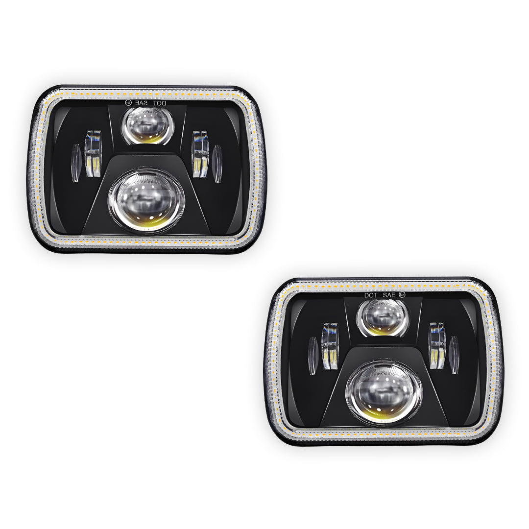 Jeep Wrangler YJ (1987 - 1995) LED Headlights Halo DRL  LH + RH