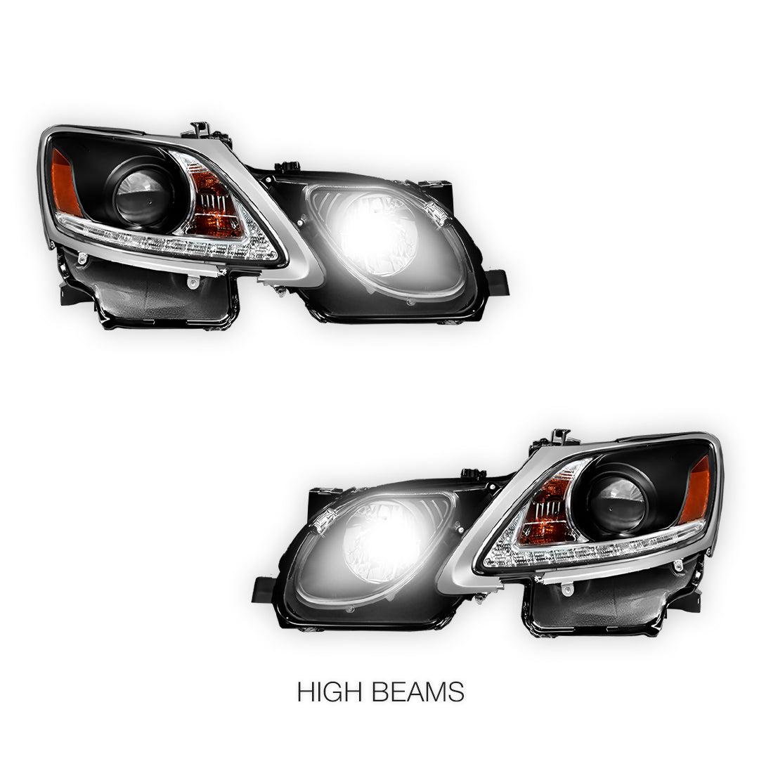 Lexus GS300 S190 (2005- 2010) HID / Xenon Model LED DRL Projector Headlights LH + RH