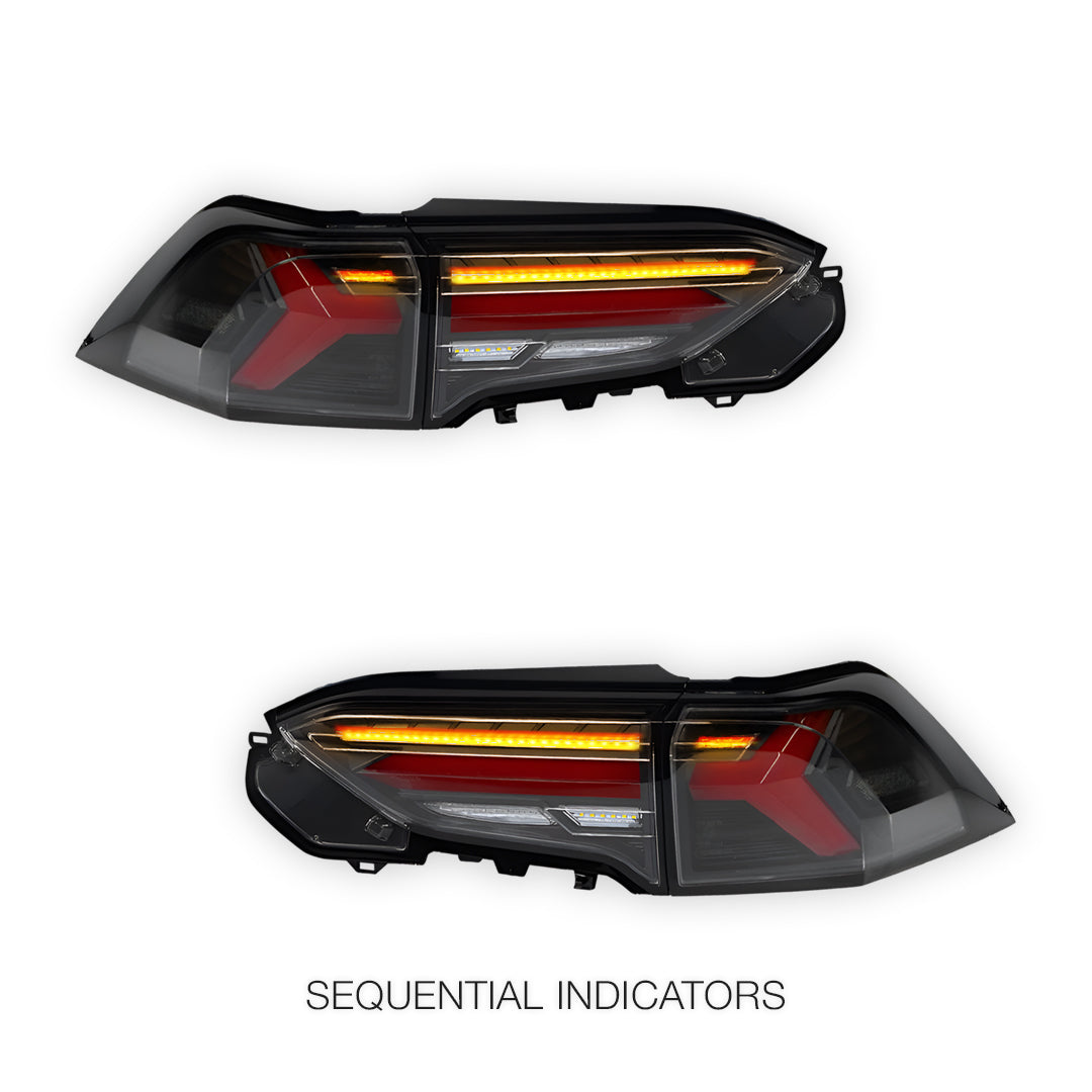 Toyota RAV4 XA50 (2019 - 2025) JDM Black Sequential Full LED Tail Lights LH + RH