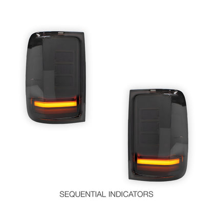 Volkswagen Amarok 2H (2011 - 2021) Smoked Black Sequential 3D LED Stripe Bar Tail Lights LH + RH