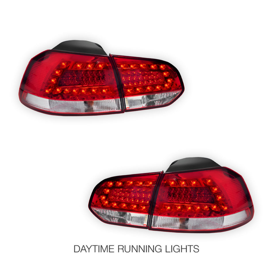 Volkswagen Golf MK6 (2009 - 2013) Classic Clear Red LED Tail Lights LH + RH