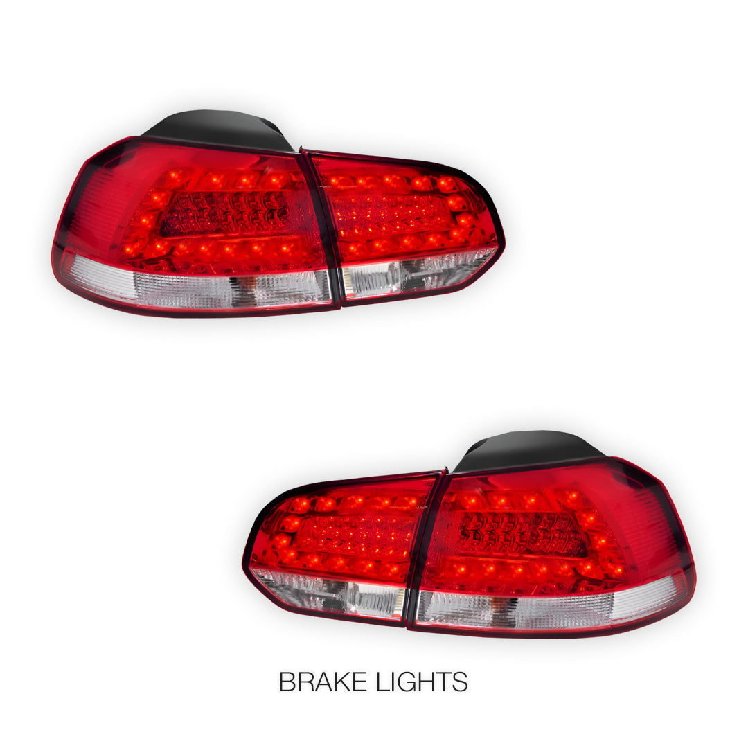 Volkswagen Golf MK6 (2009 - 2013) Classic Clear Red LED Tail Lights LH + RH