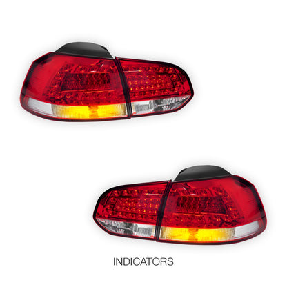 Volkswagen Golf MK6 (2009 - 2013) Classic Clear Red LED Tail Lights LH + RH