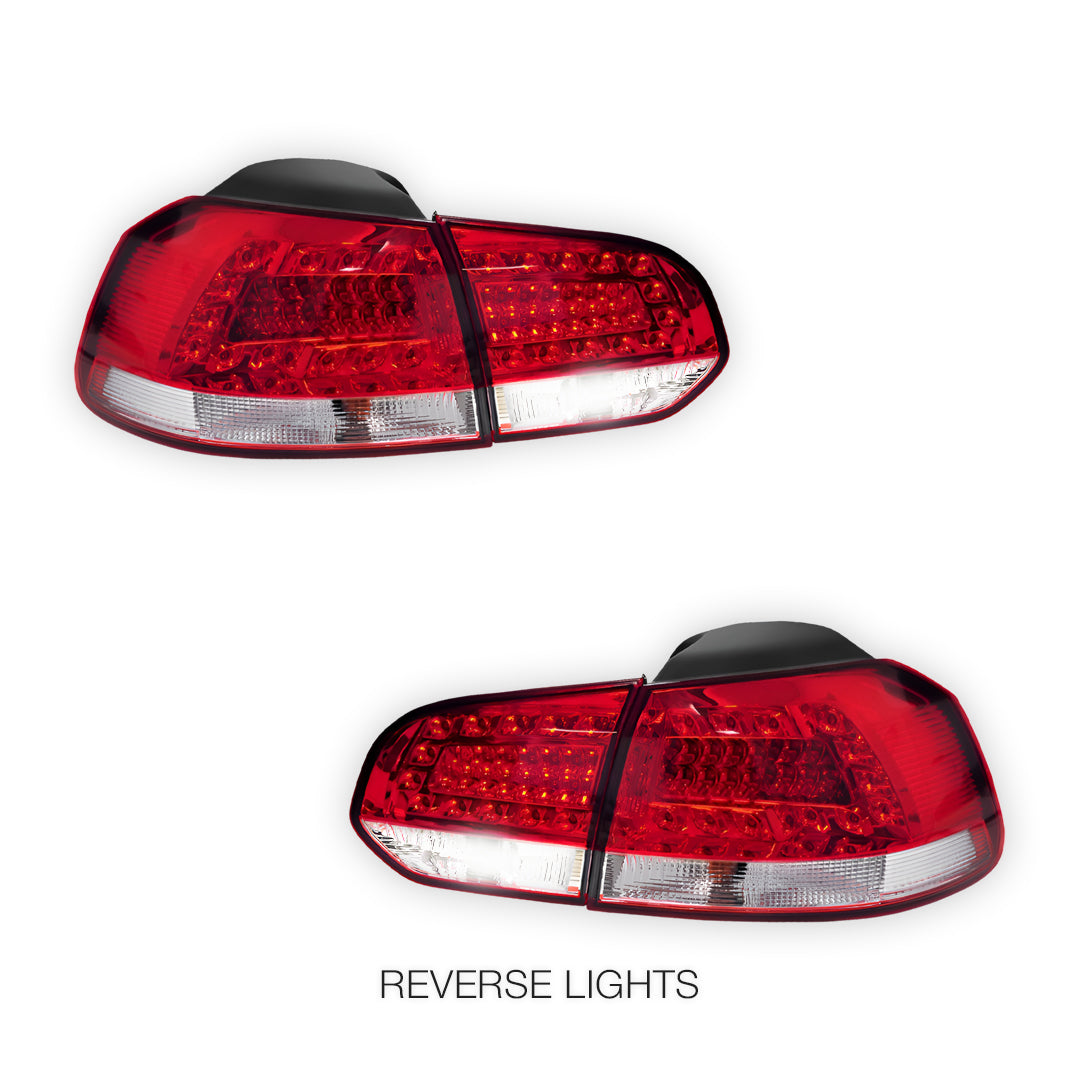Volkswagen Golf MK6 (2009 - 2013) Classic Clear Red LED Tail Lights LH + RH