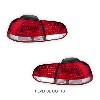 Volkswagen Golf MK6 (2009 - 2013) Classic Clear Red LED Tail Lights LH + RH