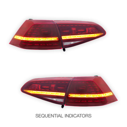 Volkswagen Golf MK7 (2012 - 2017) R Style Sequential LED Tail Lights LH + RH