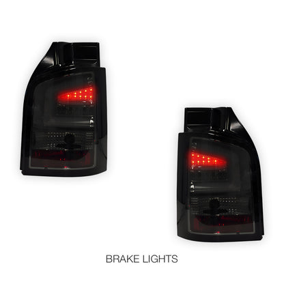 Volkswagen Multivan T5 (2010 - 2015) Smoked Black LED Tail Lights LH + RH