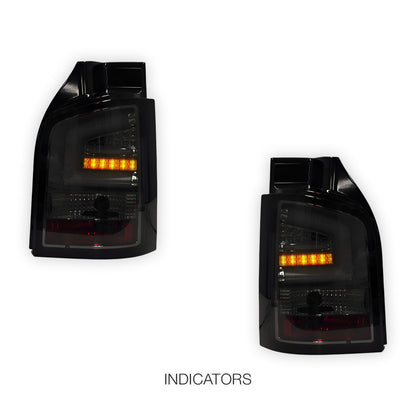 Volkswagen Multivan T5 (2010 - 2015) Smoked Black LED Tail Lights LH + RH