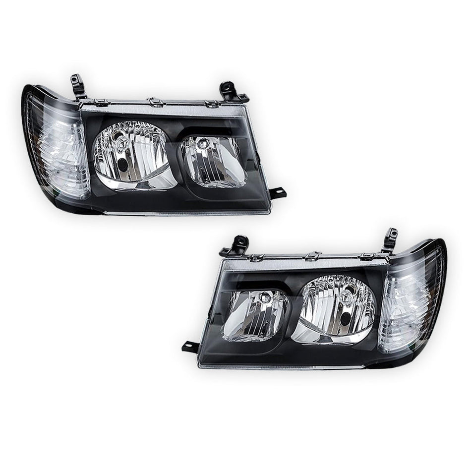 Toyota LandCruiser 100 & 105 Series Altezza (1998 - 2005) BLACK Series Headlights LH + RH