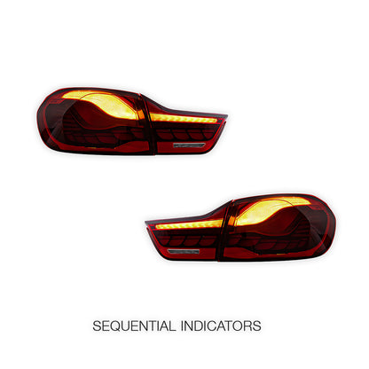 BMW 4-Series F32 / F33 / F36 / F82 / F83 (2014 - 2020) GTS Style Sequential Red Full LED Tail Lights LH + RH
