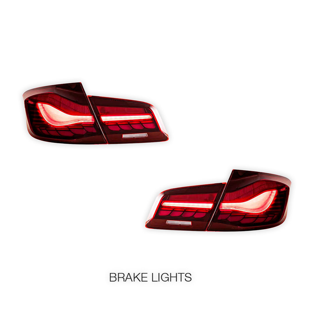 BMW 5-Series F10 / F18 (2011 - 2017) Sequential Red Full LED Tail Lights LH + RH
