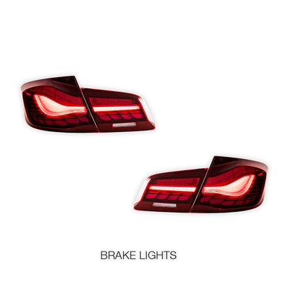 BMW 5-Series F10 / F18 (2011 - 2017) Sequential Red Full LED Tail Lights LH + RH