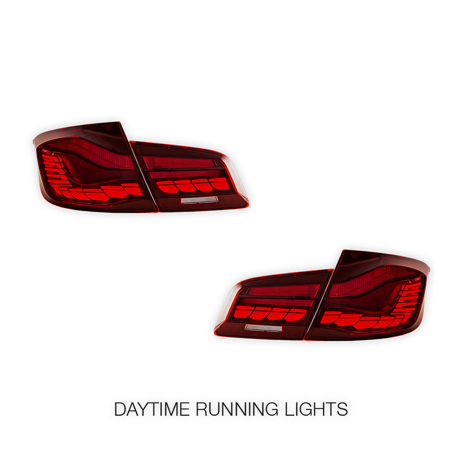 BMW 5-Series F10 / F18 (2011 - 2017) Sequential Red Full LED Tail Lights LH + RH