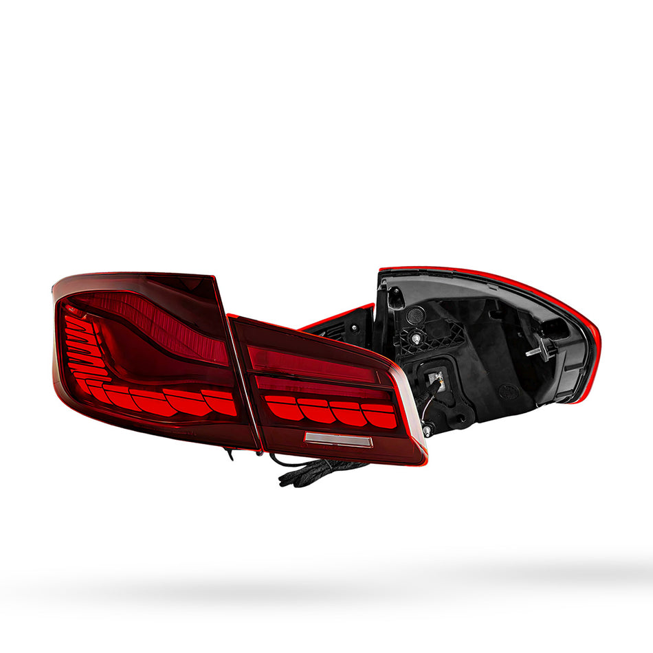 BMW 5-Series F10 / F18 (2011 - 2017) Sequential Red Full LED Tail Lights LH + RH