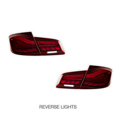BMW 5-Series F10 / F18 (2011 - 2017) Sequential Red Full LED Tail Lights LH + RH