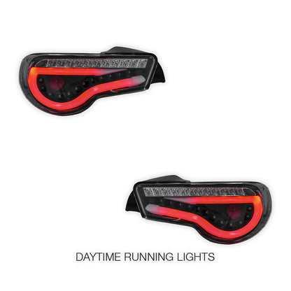 Subaru BRZ / ZC6 1st Gen. (2012 - 2021) Sequential Black 3D Stripe Bar Full LED Tail Lights LH + RH