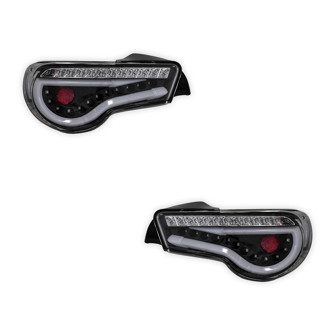Subaru BRZ / ZC6 1st Gen. (2012 - 2021) Sequential Black 3D Stripe Bar Full LED Tail Lights LH + RH