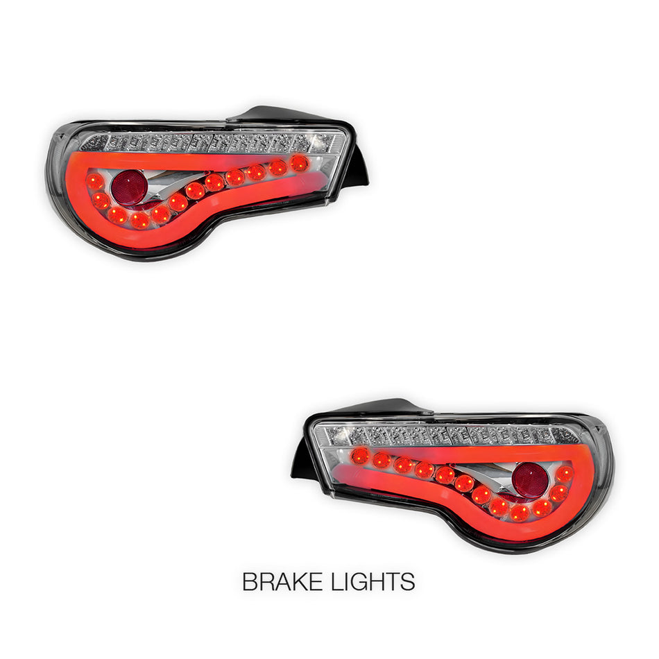 Toyota 86 / ZN6 1st Gen. (2012 - 2021) Sequential Crystal Clear 3D Stripe Bar Full LED Tail Lights LH + RH