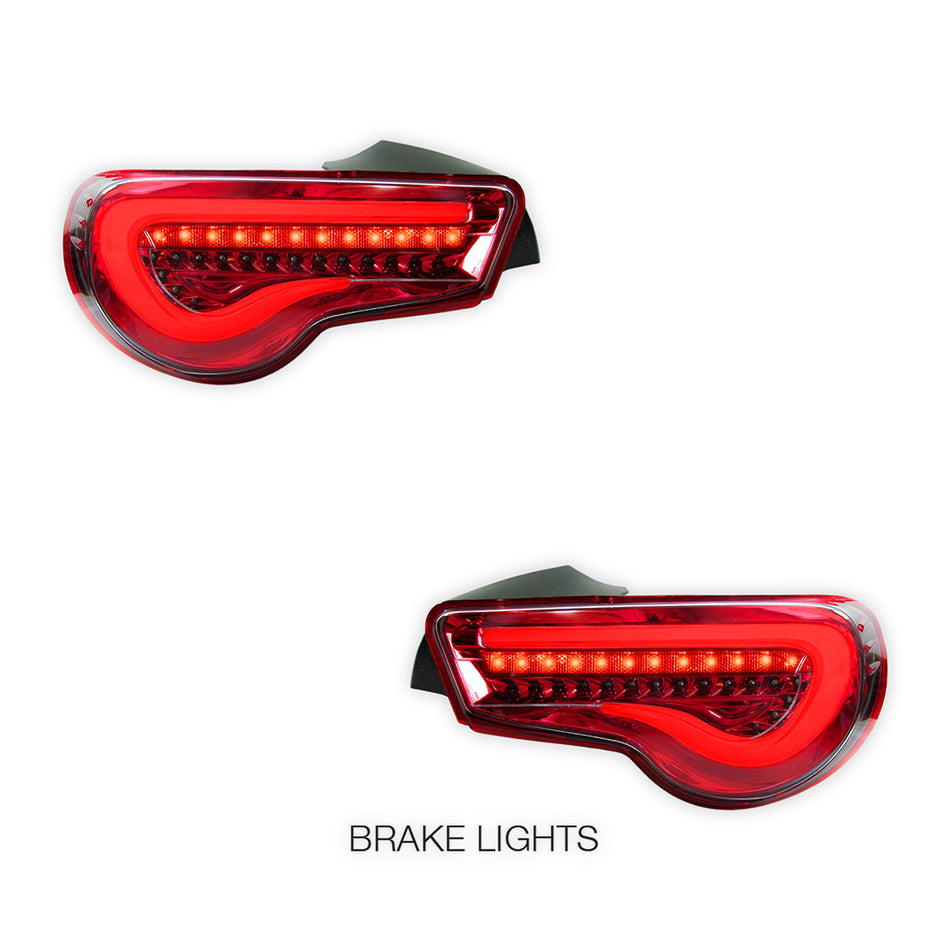 Subaru BRZ / ZC6 1st Gen. (2012 - 2021) Valenti Sequential Clear Red 3D Stripe Bar Full LED Tail Lights LH + RH