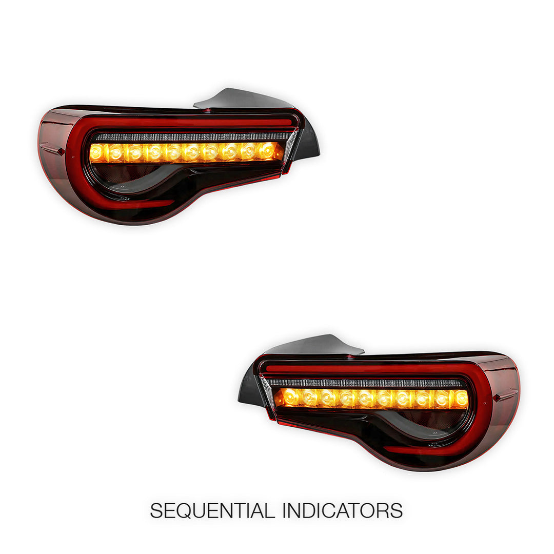 Toyota 86 / ZN6 1st Gen. (2012 - 2021) Sequential Clear Red Full LED Tail Lights LH + RH
