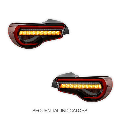 Toyota 86 / ZN6 1st Gen. (2012 - 2021) Sequential Clear Red Full LED Tail Lights LH + RH